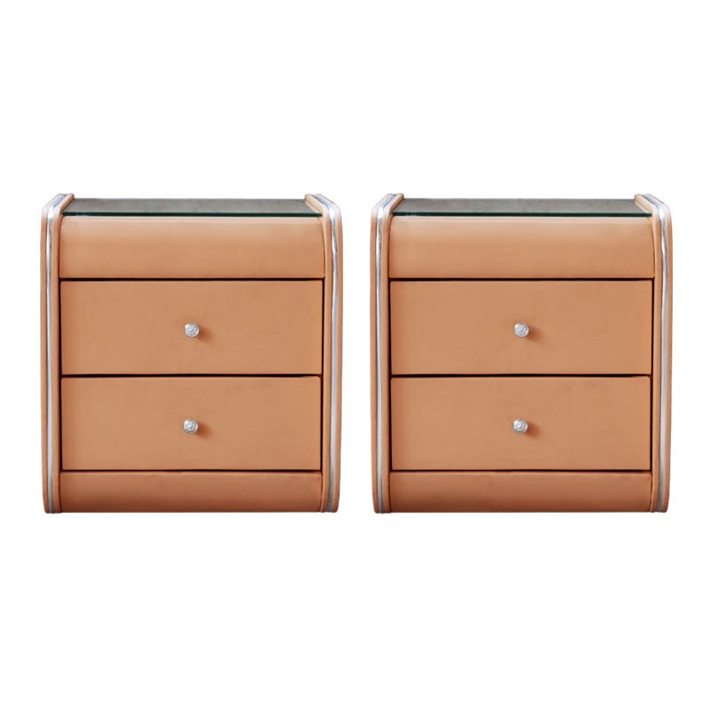 2 Schubladen zeitgenössischer Nachttisch Glass Top Night Tisch, 19 "groß