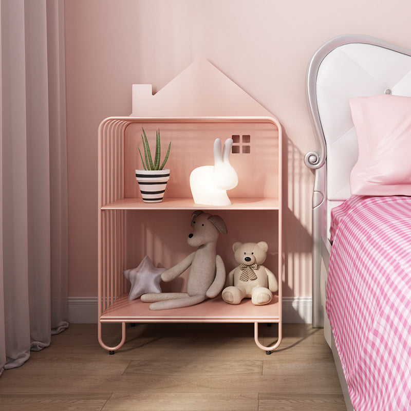 Modern Accent Table Nightstand Iron Nightstand for Living Room 24"L x 11"W x 42.9"H Pink 1 Piece Clearhalo 'Bedroom Furniture' 'furn' 'furn_night_stand' 'Furniture' 'night_stand' 'Nightstands' 6504245