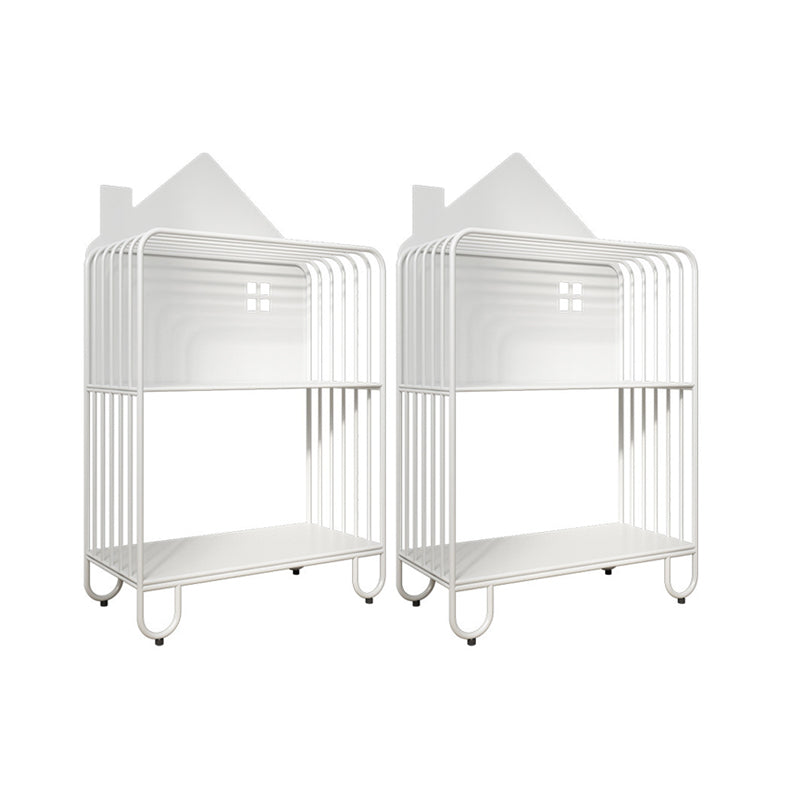 Modern Accent Table Nightstand Iron Nightstand for Living Room 24"L x 11"W x 42.9"H White 2 Piece Set Clearhalo 'Bedroom Furniture' 'furn' 'furn_night_stand' 'Furniture' 'night_stand' 'Nightstands' 6504263