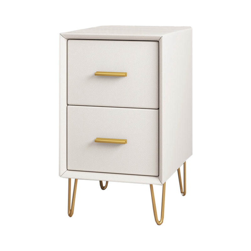 Contemporary Bedside Cabinet Engineered Wood Night Table with Drawers 12"L x 16"W x 19"H White 1 Piece Clearhalo 'Bedroom Furniture' 'furn' 'furn_night_stand' 'Furniture' 'night_stand' 'Nightstands' 6504269