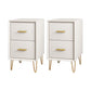 Contemporary Bedside Cabinet Engineered Wood Night Table with Drawers 12"L x 16"W x 19"H White 2 Piece Set Clearhalo 'Bedroom Furniture' 'furn' 'furn_night_stand' 'Furniture' 'night_stand' 'Nightstands' 6504271