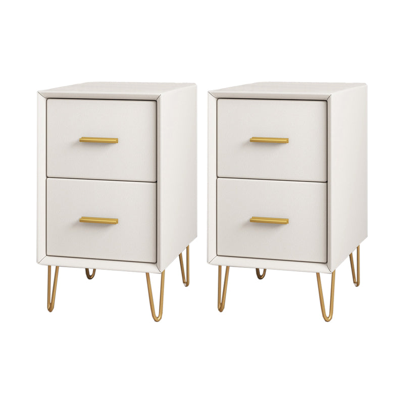 Contemporary Bedside Cabinet Engineered Wood Night Table with Drawers 12"L x 16"W x 19"H White 2 Piece Set Clearhalo 'Bedroom Furniture' 'furn' 'furn_night_stand' 'Furniture' 'night_stand' 'Nightstands' 6504271