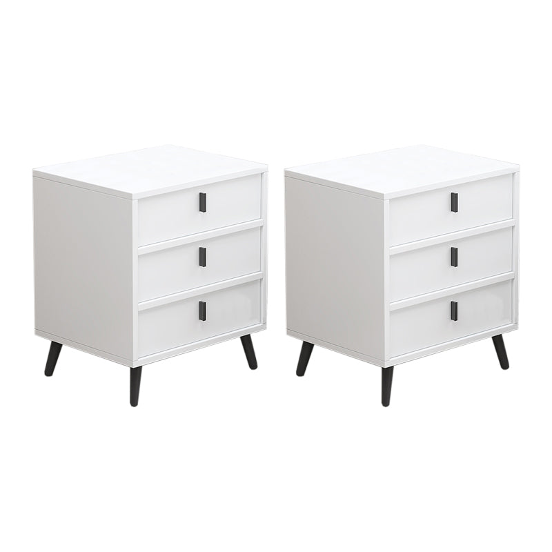 Contemporary Bedside Cabinet Engineered Wood Night Table with Drawers 19.7"L x 15.7"W x 22"H White 2 Piece Set Clearhalo 'Bedroom Furniture' 'furn' 'furn_night_stand' 'Furniture' 'night_stand' 'Nightstands' 6504274