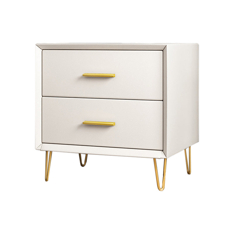 Contemporary Bedside Cabinet Engineered Wood Night Table with Drawers 16"L x 16"W x 18.5"H White 1 Piece Clearhalo 'Bedroom Furniture' 'furn' 'furn_night_stand' 'Furniture' 'night_stand' 'Nightstands' 6504275