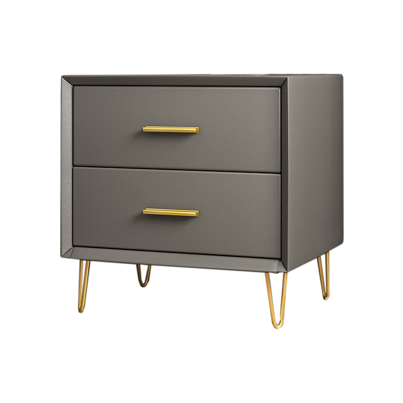 Contemporary Bedside Cabinet Engineered Wood Night Table with Drawers 16"L x 16"W x 18.5"H Light Gray 1 Piece Clearhalo 'Bedroom Furniture' 'furn' 'furn_night_stand' 'Furniture' 'night_stand' 'Nightstands' 6504276