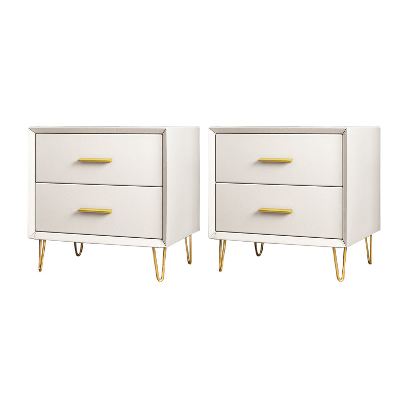 Contemporary Bedside Cabinet Engineered Wood Night Table with Drawers 16"L x 16"W x 18.5"H White 2 Piece Set Clearhalo 'Bedroom Furniture' 'furn' 'furn_night_stand' 'Furniture' 'night_stand' 'Nightstands' 6504278