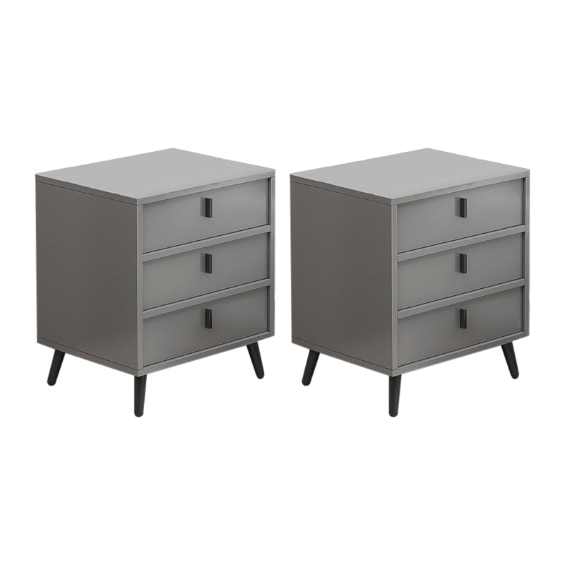 Contemporary Bedside Cabinet Engineered Wood Night Table with Drawers 19.7"L x 15.7"W x 22"H Light Gray 2 Piece Set Clearhalo 'Bedroom Furniture' 'furn' 'furn_night_stand' 'Furniture' 'night_stand' 'Nightstands' 6504280