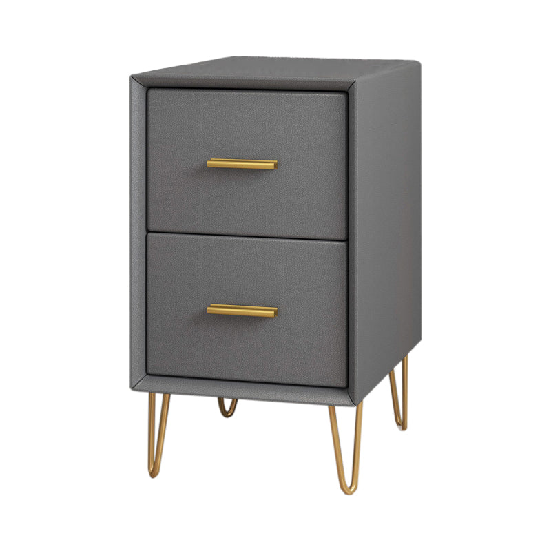 Contemporary Bedside Cabinet Engineered Wood Night Table with Drawers 12"L x 16"W x 19"H Light Gray 1 Piece Clearhalo 'Bedroom Furniture' 'furn' 'furn_night_stand' 'Furniture' 'night_stand' 'Nightstands' 6504281