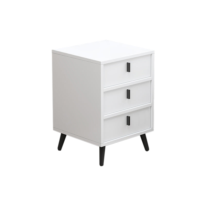Contemporary Bedside Cabinet Engineered Wood Night Table with Drawers 16"L x 16"W x 22"H White 1 Piece Clearhalo 'Bedroom Furniture' 'furn' 'furn_night_stand' 'Furniture' 'night_stand' 'Nightstands' 6504283