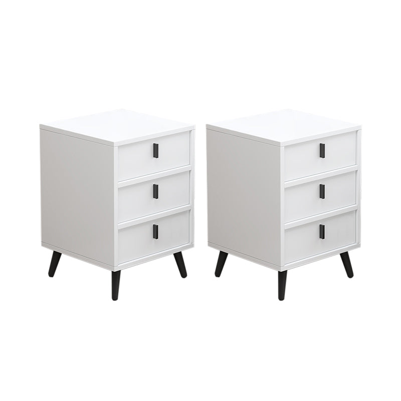 Contemporary Bedside Cabinet Engineered Wood Night Table with Drawers 16"L x 16"W x 22"H White 2 Piece Set Clearhalo 'Bedroom Furniture' 'furn' 'furn_night_stand' 'Furniture' 'night_stand' 'Nightstands' 6504284