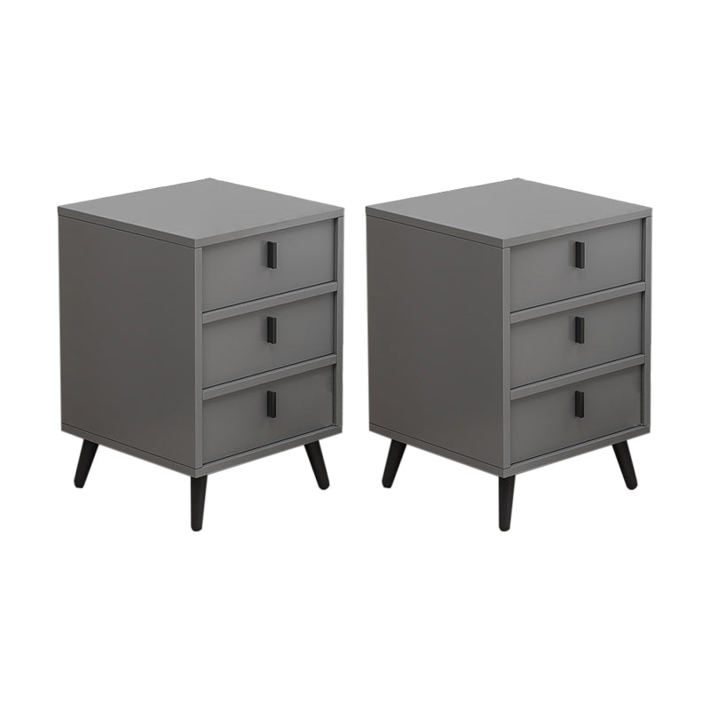 Contemporary Bedside Cabinet Engineered Wood Night Table with Drawers 16"L x 16"W x 22"H Light Gray 2 Piece Set Clearhalo 'Bedroom Furniture' 'furn' 'furn_night_stand' 'Furniture' 'night_stand' 'Nightstands' 6504286