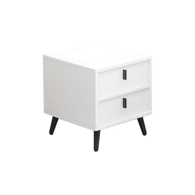 Contemporary Bedside Cabinet Engineered Wood Night Table with Drawers 16"L x 16"W x 20"H White 1 Piece Clearhalo 'Bedroom Furniture' 'furn' 'furn_night_stand' 'Furniture' 'night_stand' 'Nightstands' 6504287