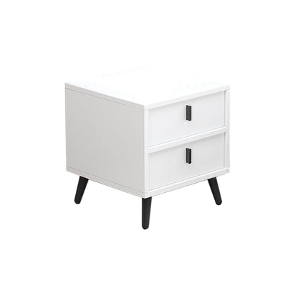 Contemporary Bedside Cabinet Engineered Wood Night Table with Drawers 16"L x 16"W x 20"H White 1 Piece Clearhalo 'Bedroom Furniture' 'furn' 'furn_night_stand' 'Furniture' 'night_stand' 'Nightstands' 6504287