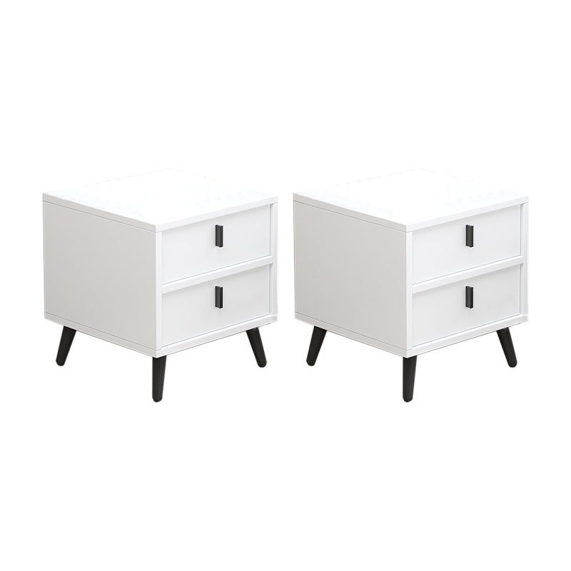 Contemporary Bedside Cabinet Engineered Wood Night Table with Drawers 16"L x 16"W x 20"H White 2 Piece Set Clearhalo 'Bedroom Furniture' 'furn' 'furn_night_stand' 'Furniture' 'night_stand' 'Nightstands' 6504288