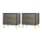 Contemporary Bedside Cabinet Engineered Wood Night Table with Drawers 16"L x 16"W x 18.5"H Light Gray 2 Piece Set Clearhalo 'Bedroom Furniture' 'furn' 'furn_night_stand' 'Furniture' 'night_stand' 'Nightstands' 6504289