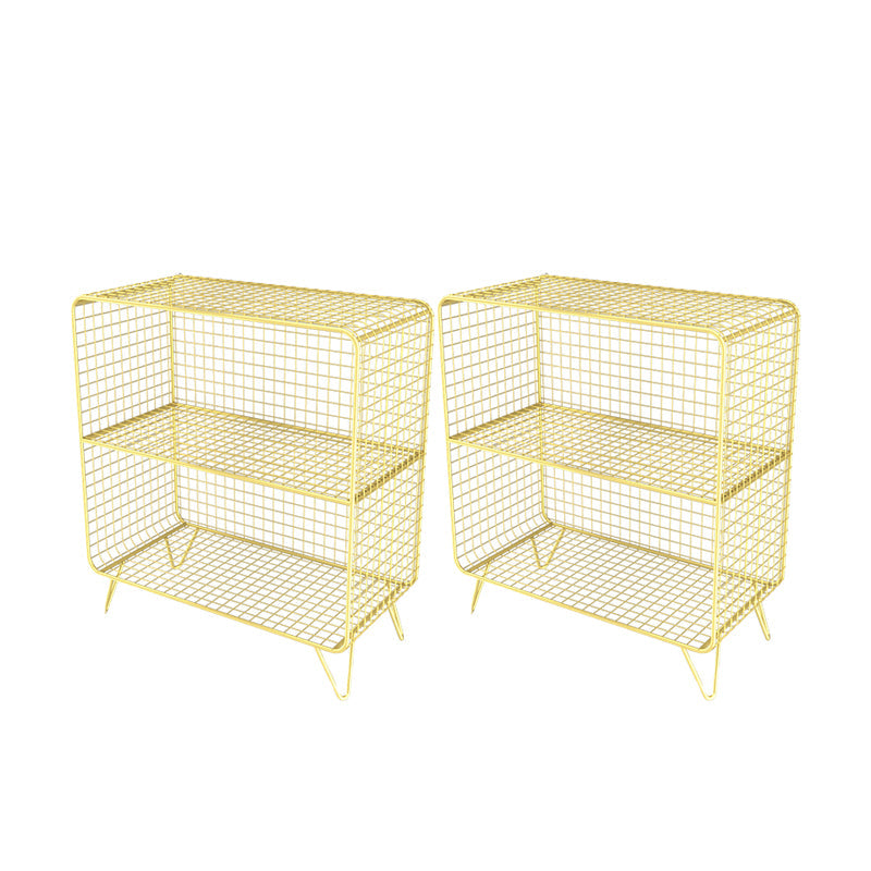 Contemporary Iron Nightstand Open Storage Night Table with Legs