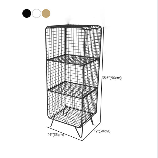 Contemporary Iron Nightstand Open Storage Night Table with Legs