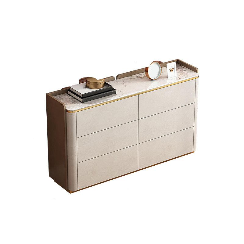 11.7-inch W Contemporary Dresser Stone Storage Chest Dresser 47.2"L x 11.8"W x 27.4"H White-Brown Clearhalo 'Bedroom Furniture' 'Dressers & Chests' 'dressers_chests' 'furn' 'furn_dressers_chests' 'Furniture' 6504382