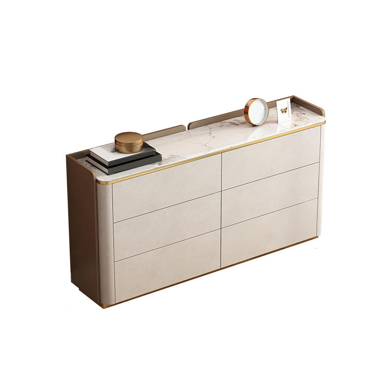 11.7-inch W Contemporary Dresser Stone Storage Chest Dresser 53.1"L x 11.8"W x 27.4"H White-Brown Clearhalo 'Bedroom Furniture' 'Dressers & Chests' 'dressers_chests' 'furn' 'furn_dressers_chests' 'Furniture' 6504386