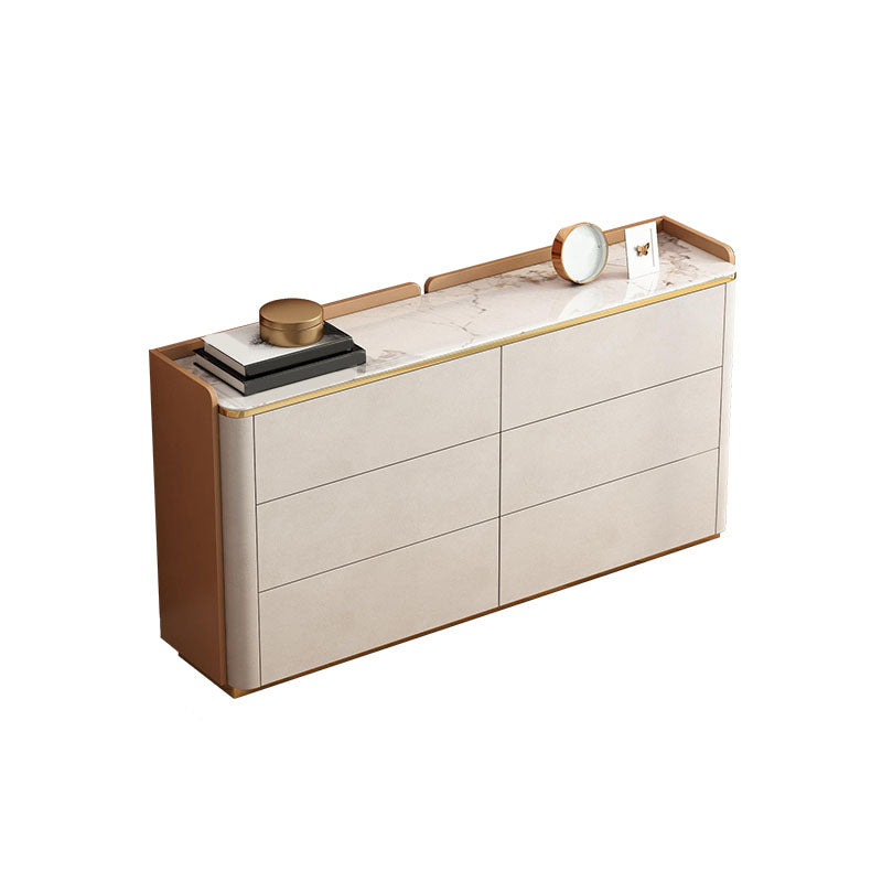 11.7-inch W Contemporary Dresser Stone Storage Chest Dresser 53.1"L x 11.8"W x 27.4"H White Orange Clearhalo 'Bedroom Furniture' 'Dressers & Chests' 'dressers_chests' 'furn' 'furn_dressers_chests' 'Furniture' 6504388