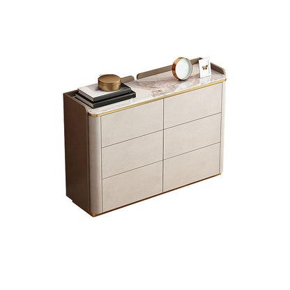 11.7-inch W Contemporary Dresser Stone Storage Chest Dresser 39.5"L x 11.8"W x 27.4"H White-Brown Clearhalo 'Bedroom Furniture' 'Dressers & Chests' 'dressers_chests' 'furn' 'furn_dressers_chests' 'Furniture' 6504389