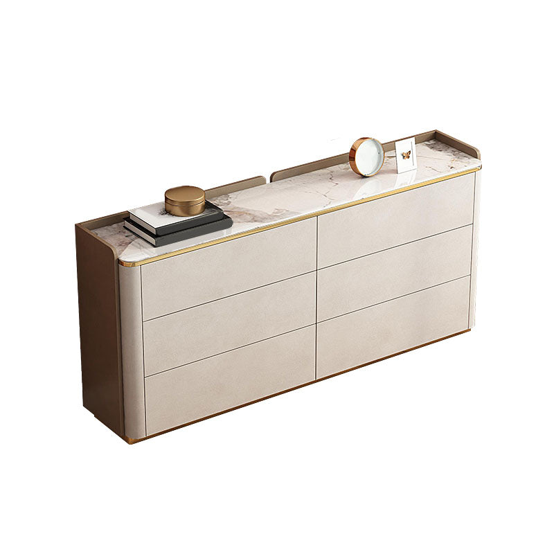 11.7-inch W Contemporary Dresser Stone Storage Chest Dresser 59.1"L x 11.8"W x 27.4"H White-Brown Clearhalo 'Bedroom Furniture' 'Dressers & Chests' 'dressers_chests' 'furn' 'furn_dressers_chests' 'Furniture' 6504390