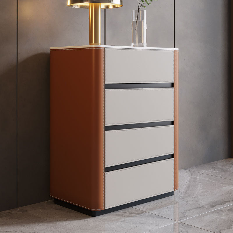 Stone Dresser Modern Storage Chest Dresser with 2/3/4/5 Drawers White Orange 4 Clearhalo 'Bedroom Furniture' 'Dressers & Chests' 'dressers_chests' 'furn' 'furn_dressers_chests' 'Furniture' 6504555