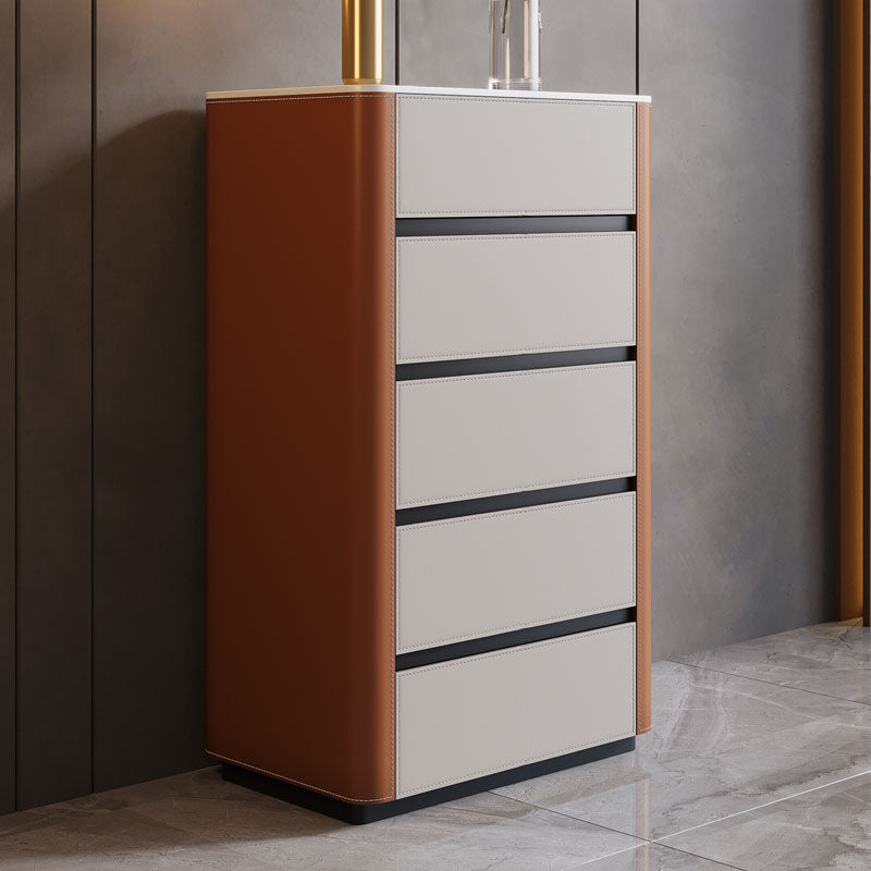 Stone Dresser Modern Storage Chest Dresser with 2/3/4/5 Drawers White Orange 5 Clearhalo 'Bedroom Furniture' 'Dressers & Chests' 'dressers_chests' 'furn' 'furn_dressers_chests' 'Furniture' 6504557
