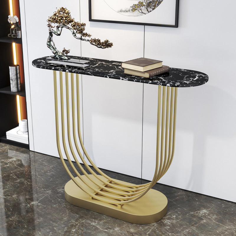 Console ovale in pietra Tabella 1-SHELF 11,81 "W tavolo accento per sala