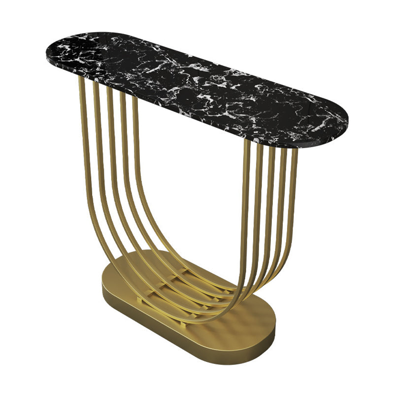 Console ovale in pietra Tabella 1-SHELF 11,81 "W tavolo accento per sala