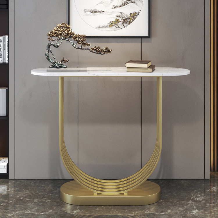 Console ovale in pietra Tabella 1-SHELF 11,81 "W tavolo accento per sala