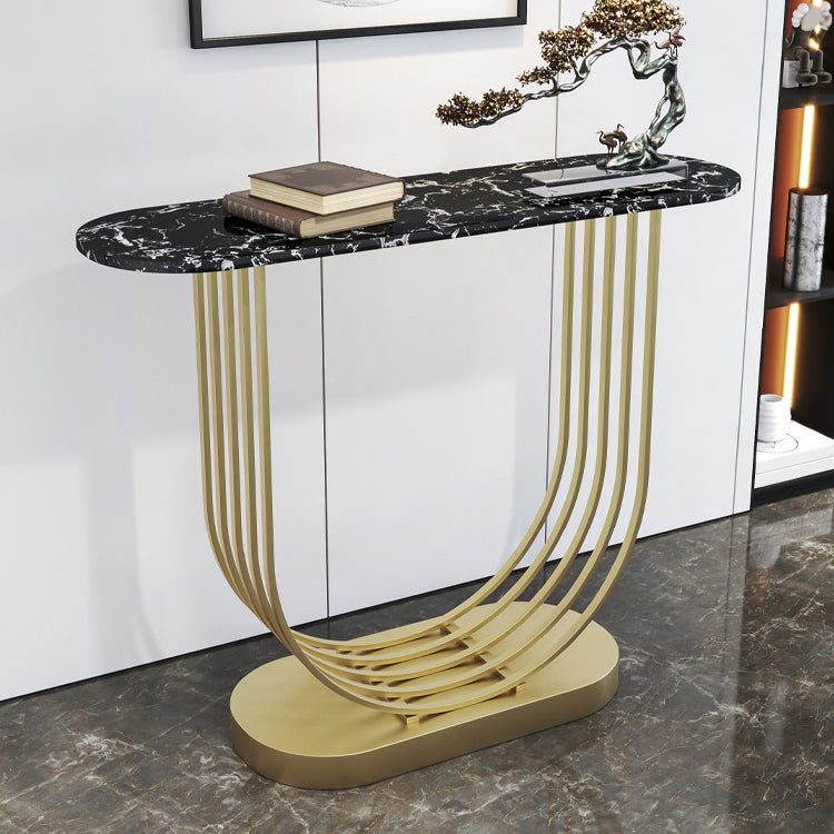 Console ovale in pietra Tabella 1-SHELF 11,81 "W tavolo accento per sala