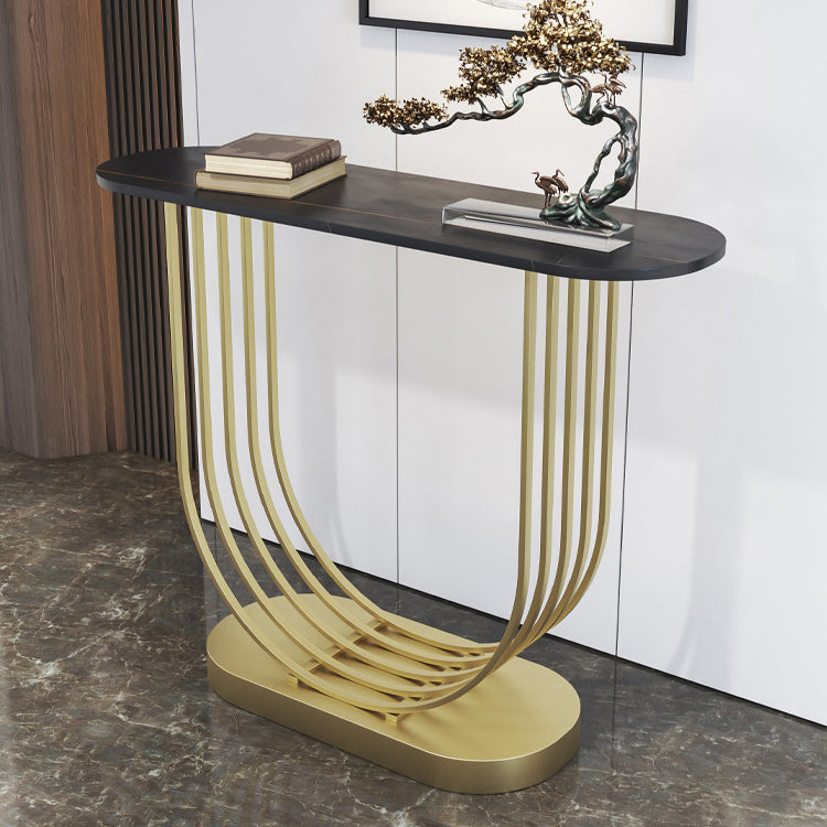 Console ovale in pietra Tabella 1-SHELF 11,81 "W tavolo accento per sala