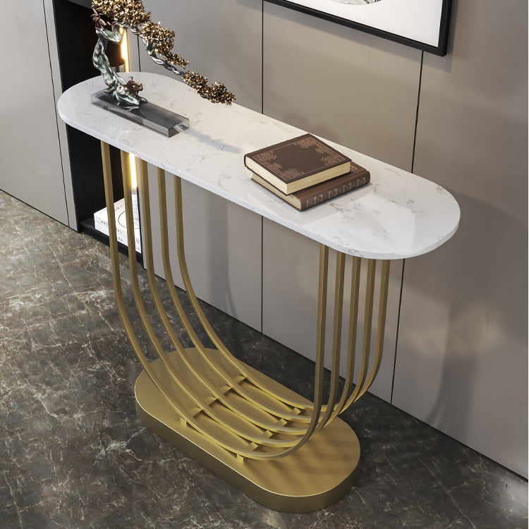 Console ovale in pietra Tabella 1-SHELF 11,81 "W tavolo accento per sala