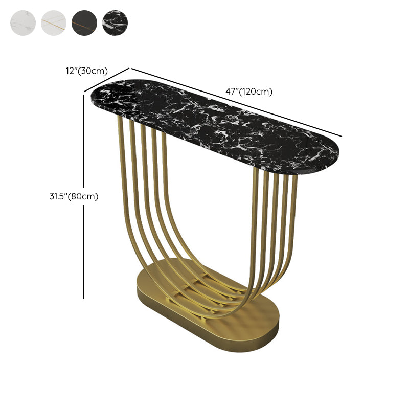 Console ovale in pietra Tabella 1-SHELF 11,81 "W tavolo accento per sala