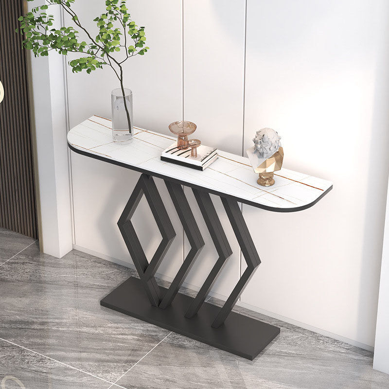 Stone Half Moon Console Table 31.5 "Mesa de acento de 1 estante de altura para Hall