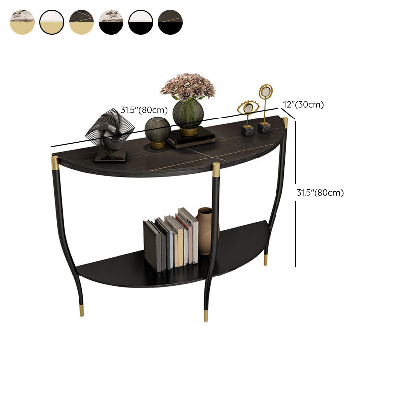 Console a mezza luna di pietra Tabella 33,46 "gambe alte includevano il tavolo dell'accento