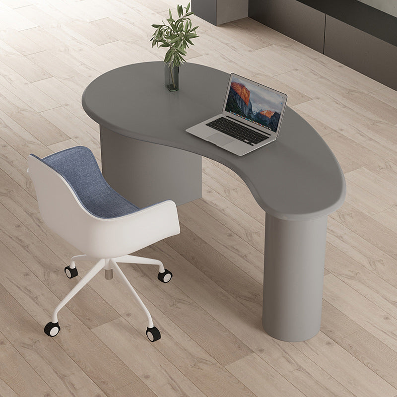 Contemporary 29.5" H Writing Desk Solid Wood Office Desk with Legs 63"L x 27.6"W x 29.5"H Grey Clearhalo 'furn' 'furn_office_desk' 'Furniture' 'Office Desks' 'Office Furniture' 'office_desk' 6505200