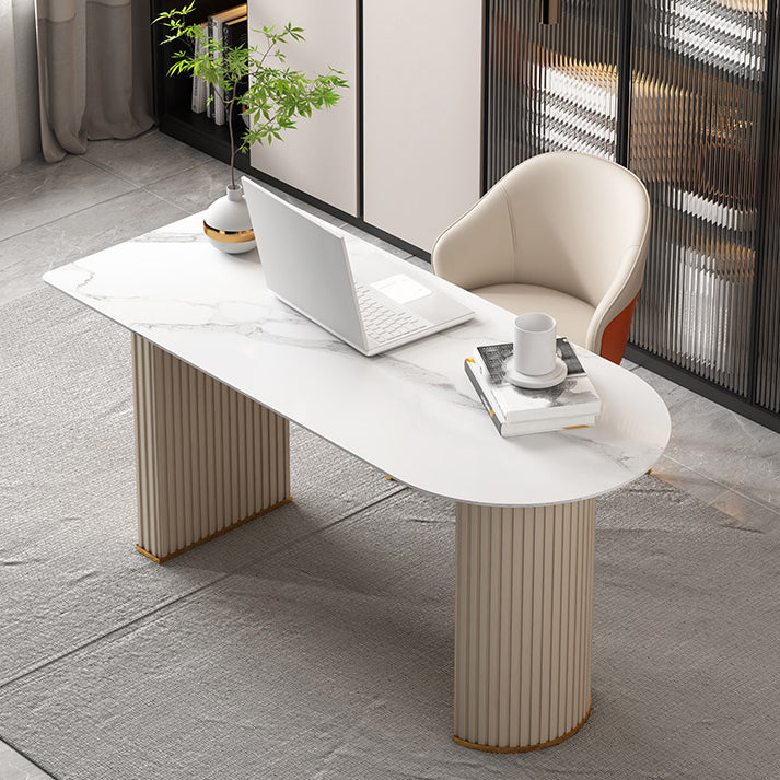 Glam Home Writing Desk Stone 23.6 "Brede kantoorbureau met benen