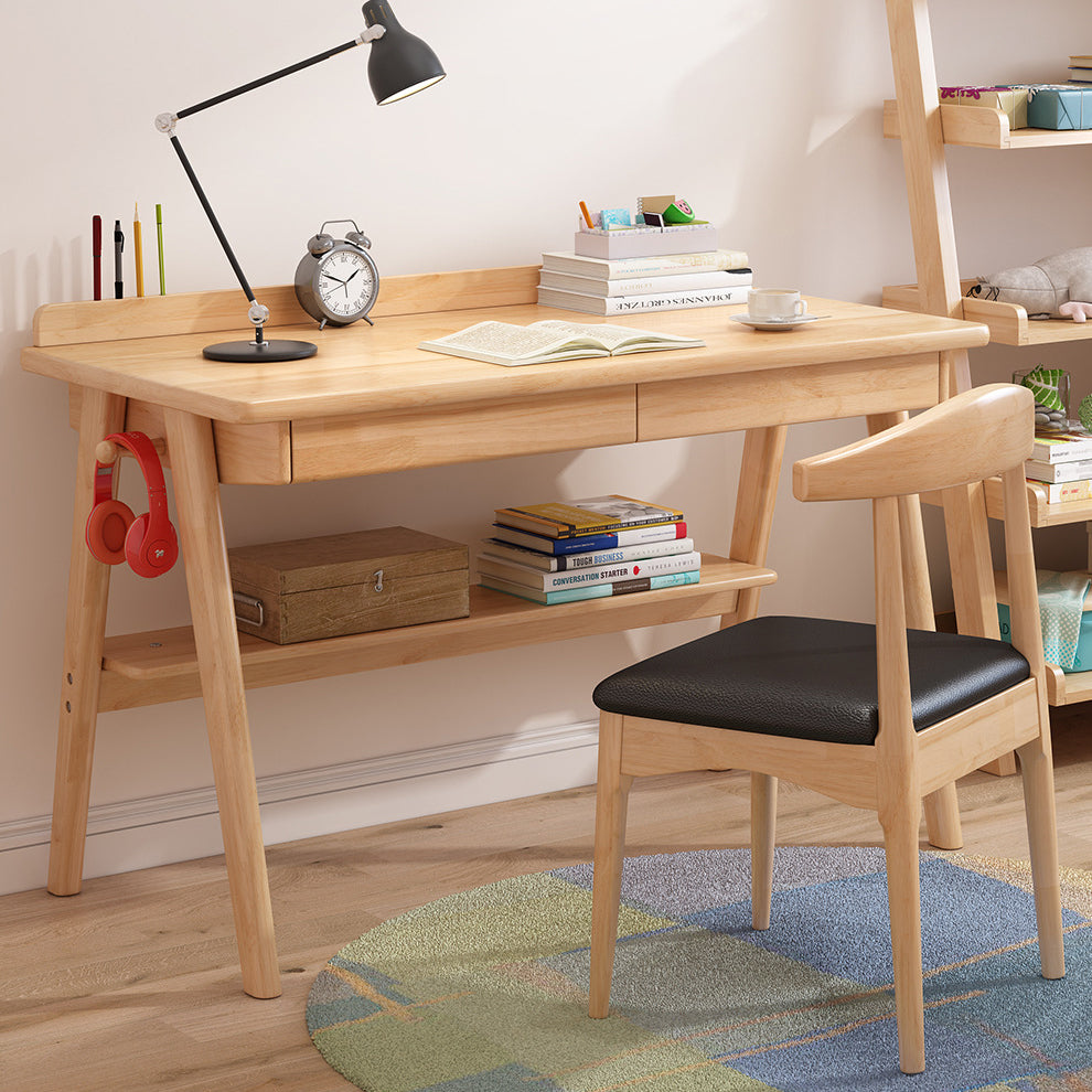 Modern Solid Wood Office Desk 2-drawer Rectangular Secretary Desk Clearhalo 'furn' 'furn_office_desk' 'Furniture' 'Office Desks' 'Office Furniture' 'office_desk' 6505337