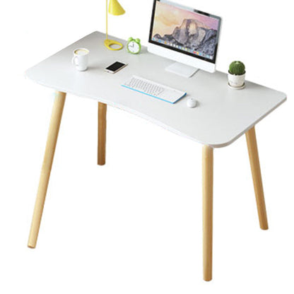 28.35-inch lange houten schrijfbureau gebogen moderne kantoorbureau met Parsons-basis