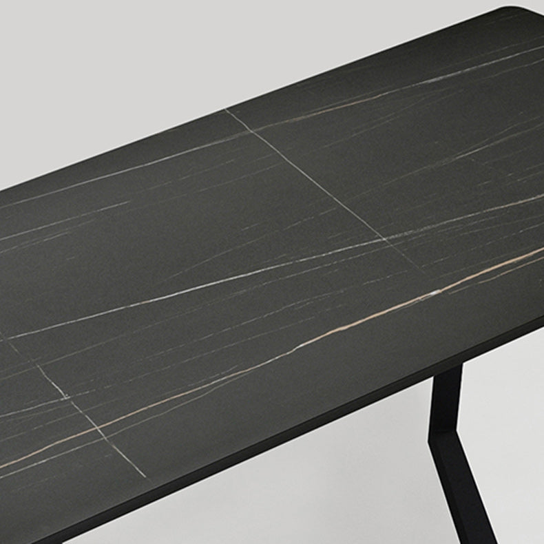 Contemporary Office Desk Antique Finish Rectangular Computer Desk with Metal Legs Clearhalo 'furn' 'furn_office_desk' 'Furniture' 'Office Desks' 'Office Furniture' 'office_desk' 6505501