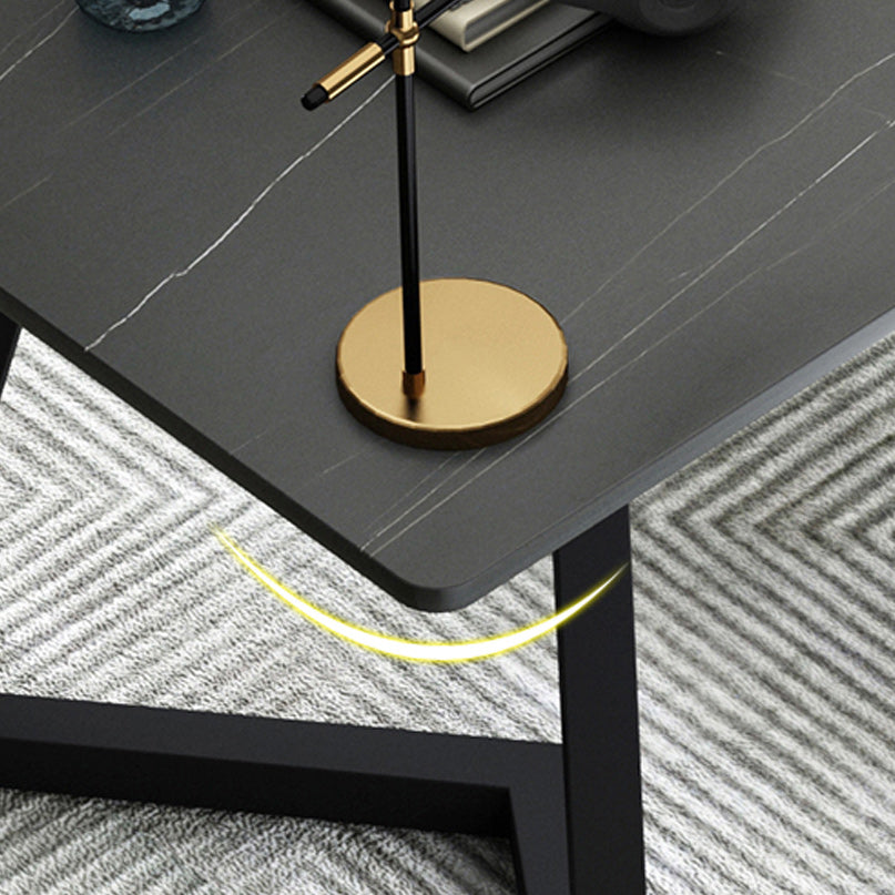 Contemporary Office Desk Antique Finish Rectangular Computer Desk with Metal Legs Clearhalo 'furn' 'furn_office_desk' 'Furniture' 'Office Desks' 'Office Furniture' 'office_desk' 6505503