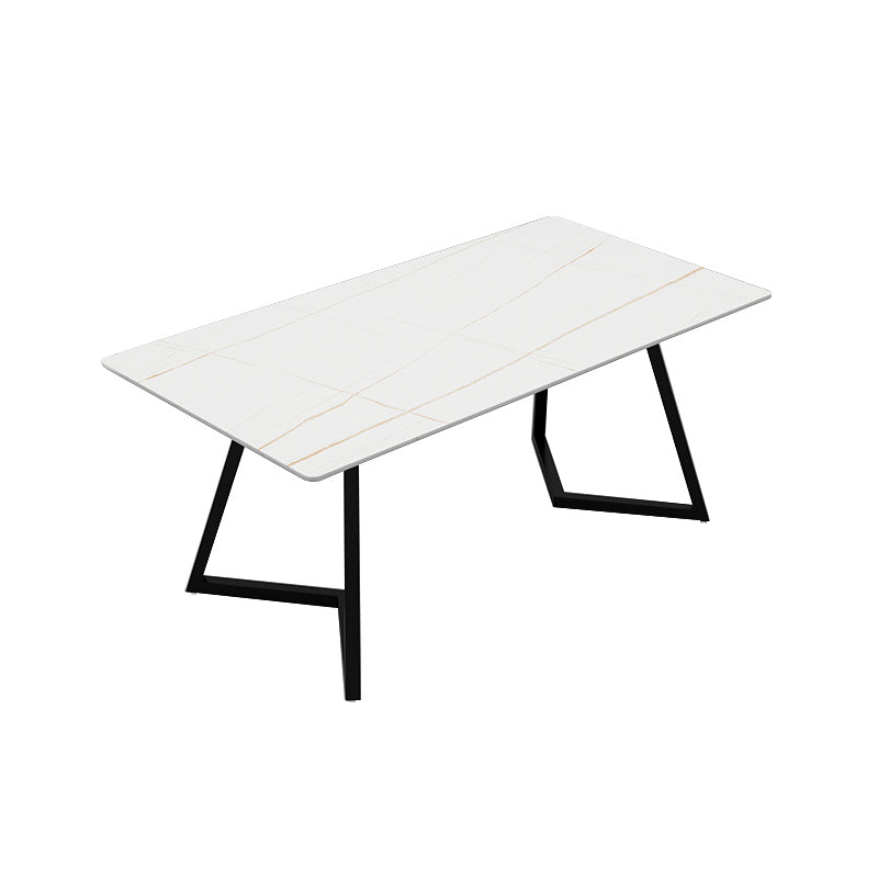 Contemporary Office Desk Antique Finish Rectangular Computer Desk with Metal Legs White Gold Clearhalo 'furn' 'furn_office_desk' 'Furniture' 'Office Desks' 'Office Furniture' 'office_desk' 6505504