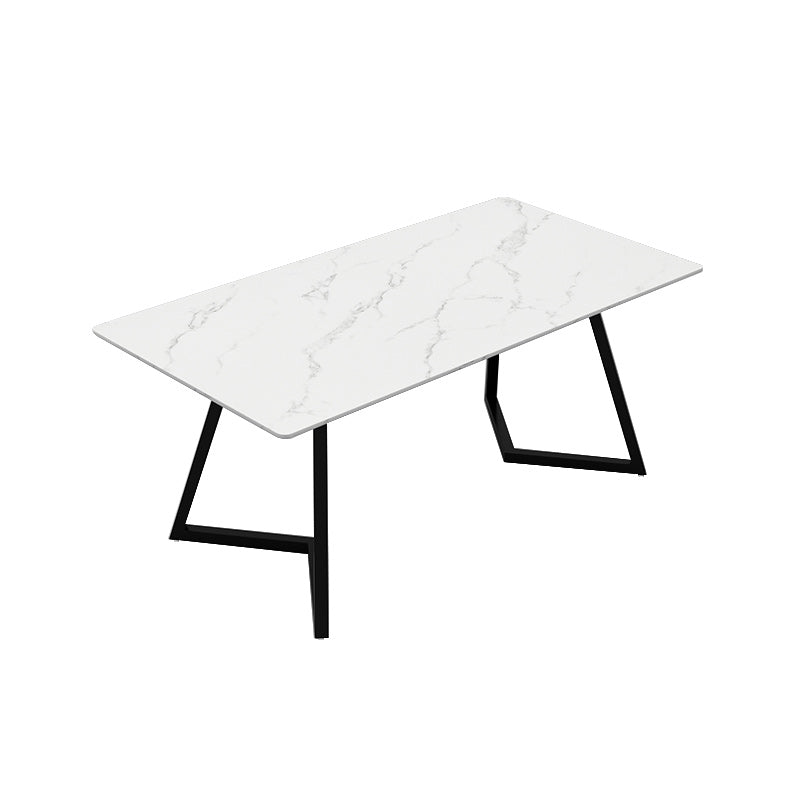 Contemporary Office Desk Antique Finish Rectangular Computer Desk with Metal Legs White Clearhalo 'furn' 'furn_office_desk' 'Furniture' 'Office Desks' 'Office Furniture' 'office_desk' 6505505