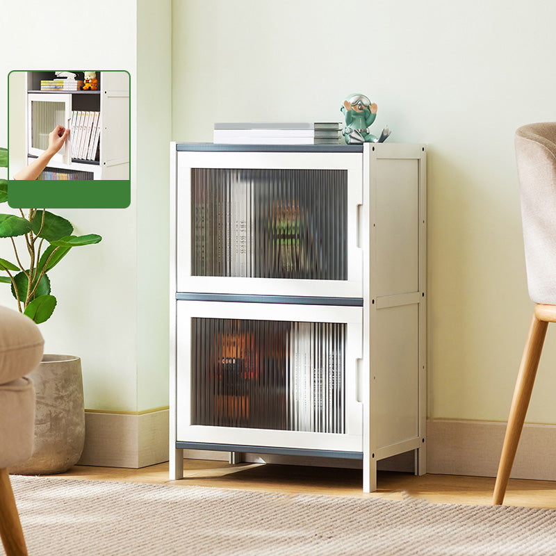 Rectangle Contemporary Cabinet with Glass Doors in Whiet,16.93" Long 2 Vertical Glass Clearhalo 'Cabinets & Chests' 'cabinets_chests' 'furn' 'furn_cabinets_chests' 'Furniture' 'Living Room Furniture' 6505535