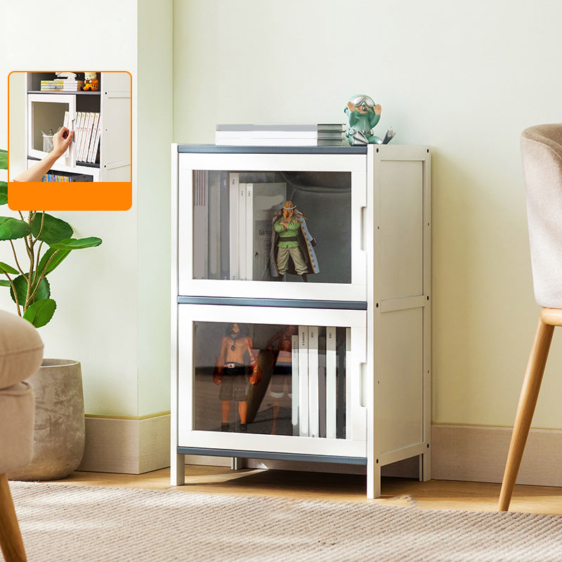 Rectangle Contemporary Cabinet with Glass Doors in Whiet,16.93" Long 2 Transparent Glass Clearhalo 'Cabinets & Chests' 'cabinets_chests' 'furn' 'furn_cabinets_chests' 'Furniture' 'Living Room Furniture' 6505536