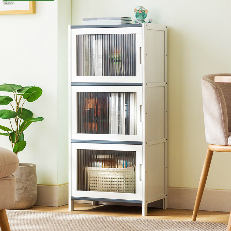 Rectangle Contemporary Cabinet with Glass Doors in Whiet,16.93" Long Clearhalo 'Cabinets & Chests' 'cabinets_chests' 'furn' 'furn_cabinets_chests' 'Furniture' 'Living Room Furniture' 6505539