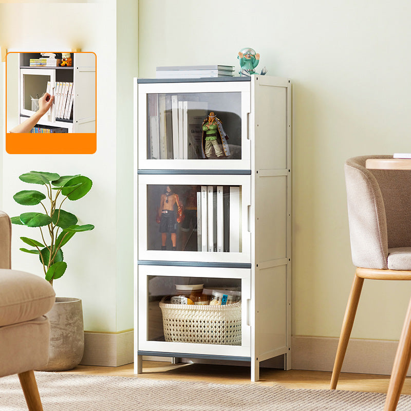 Rectangle Contemporary Cabinet with Glass Doors in Whiet,16.93" Long 3 Transparent Glass Clearhalo 'Cabinets & Chests' 'cabinets_chests' 'furn' 'furn_cabinets_chests' 'Furniture' 'Living Room Furniture' 6505540