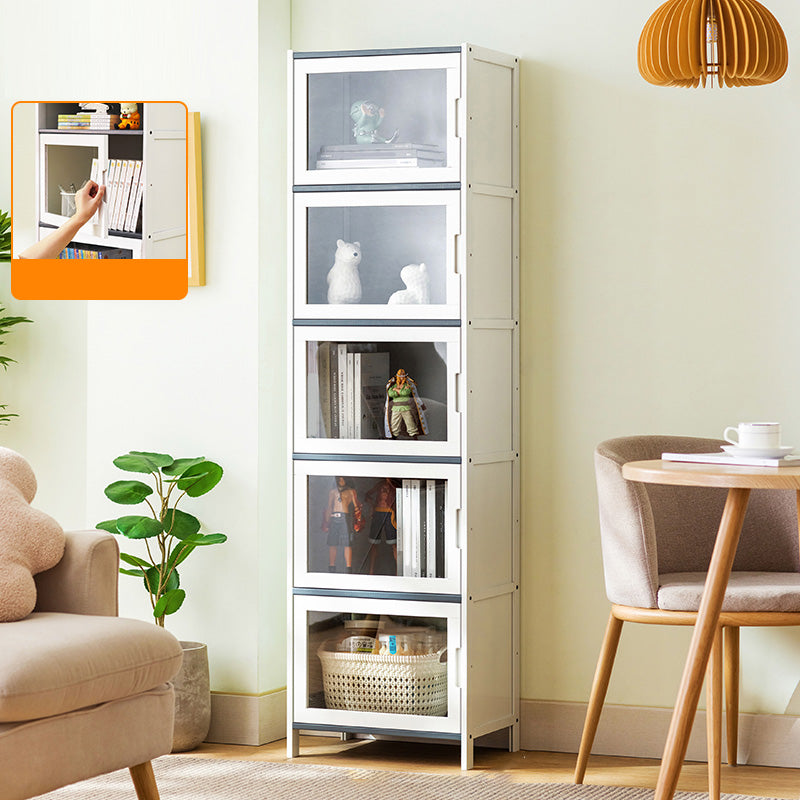 Rectangle Contemporary Cabinet with Glass Doors in Whiet,16.93" Long 5 Transparent Glass Clearhalo 'Cabinets & Chests' 'cabinets_chests' 'furn' 'furn_cabinets_chests' 'Furniture' 'Living Room Furniture' 6505548